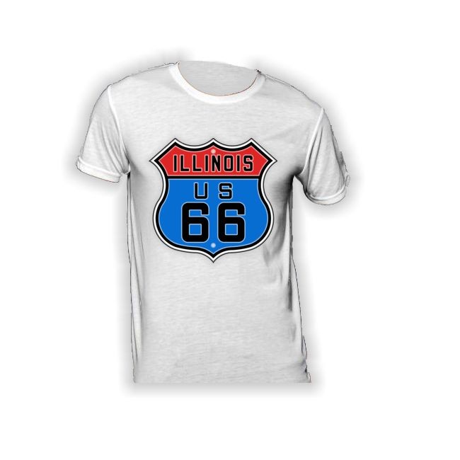 T-Shirt mit Schild der Route 66 in Illinois 140g/m²