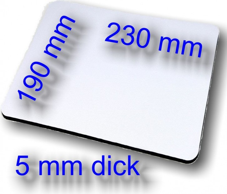 Mousepad für Sublimationsdruck Sublimation Druck Weiss 190 x 230 x 5 mm