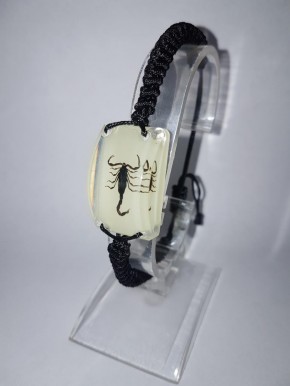 Geflochtenes Armband mit kleinem, echten, eingegossenen Schwarzen Skorpion